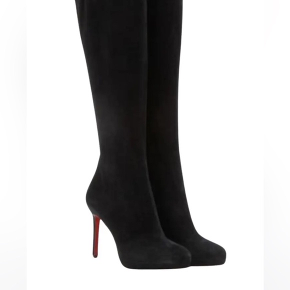 christian louboutin BOTALILI 100 VEAU VELOURS black knee high suede boots